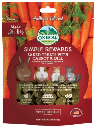 Oxbow Simple Rewards – Gâterie aux Carottes et Aneth 2oz – Lapin et petit rongeurs