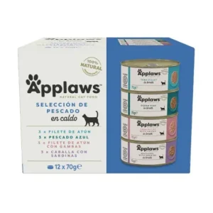 Pack Applaws Pack Multipack de Boîtes de Nourriture Humide en Bouillon pour Chats au Poisson 12×70 gr