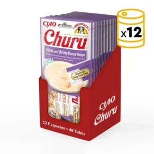 Pack Churu para gato adulto Pure de Pollo Con Camaron 12x56gr