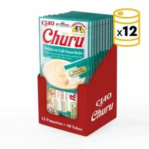 Pack Churu para gato adulto Pure de Pollo Con Cangrejo 12x56gr