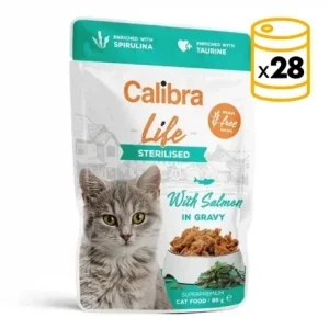 Pack x28 Calibra Chat Adulte Pochette Stérilisée avec Saumon en Sauce