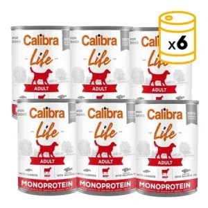 Pack x6 Calibra dog adult nourriture humide veau et carottes