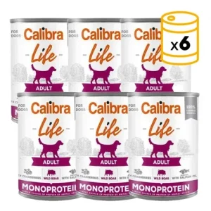 Pack x6 Calibra Life chien Adulte Boîtes avec Sanglier aux Myrtilles