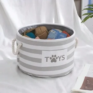 Panier à jouets pliable rayé pour petit chien