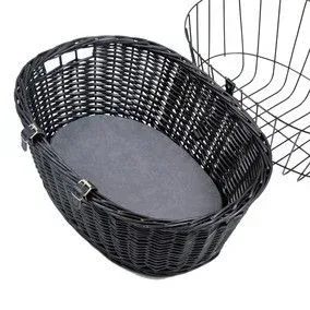Panier en osier noir pour vélo avec barreaux (chien jusqu’à 8 kg) J’ai plus de croquettes