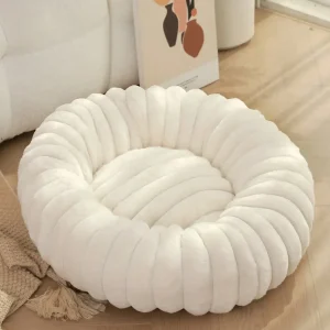 Panier fluffy style velour pour grand chien blanc