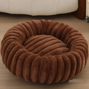 Panier fluffy style velour pour grand chien brun