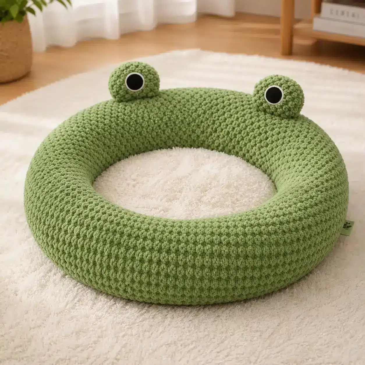 Panier petit chien rond avec œil de grenouille