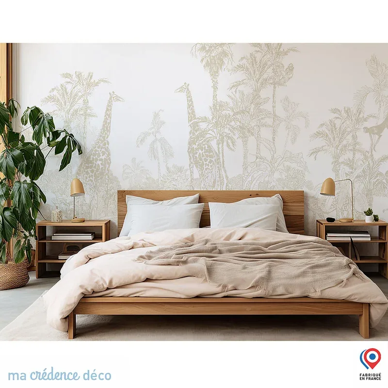 Papier peint Dessin jungle et animaux – Intissé – 200 cm – 280 cm – MaCrédenceDéco