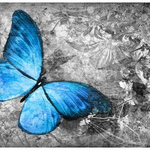 Papier peint intissé panoramique animaux blue butterfly 400×309 cm