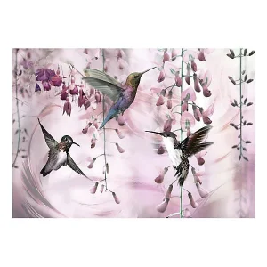 Papier peint intissé panoramique animaux flying hummingbirds (pink) 400×280 cm
