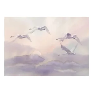 Papier peint intissé panoramique animaux flying swans 400×280 cm