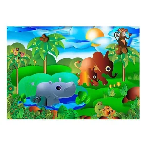 Papier peint intissé panoramique pour enfants animal family 250×175 cm