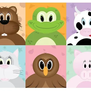 Papier peint intissé panoramique pour enfants cheerful animals 400×280 cm