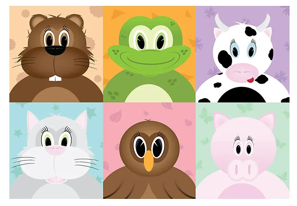 Papier peint intissé panoramique pour enfants cheerful animals 400×280 cm