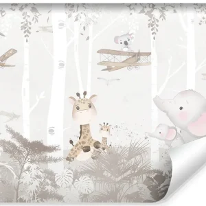 Papier Peint Intissé Photo ANIMAUX Avions Plantes Pour Chambre Enfants 405cm x 270cm