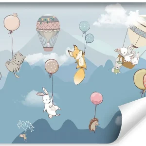 Papier Peint Intissé Photo ANIMAUX Ballons Nuages Pour Chambre Enfants 135cm x 90cm