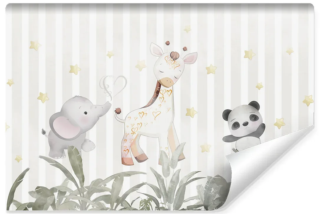 Papier Peint Intisse Photo ANIMAUX Feuilles Etoiles Pour Chambre Enfants 400cm x 280cm