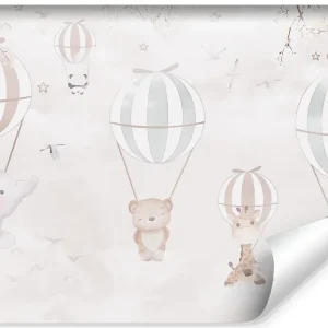Papier Peint Intissé Photo BALLONS Animaux Fleurs Pour Chambre Enfants 135cm x 90cm