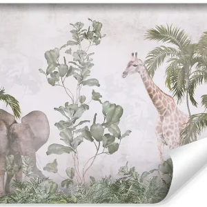Papier Peint Intissé Photo PLANTES Animaux Béton Nature Pour Salon 270cm x 180cm