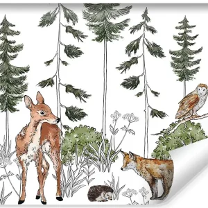Papier Peint Intissé Photo Pour Chambre ANIMAUX Arbres Plantes 180cm x 120cm