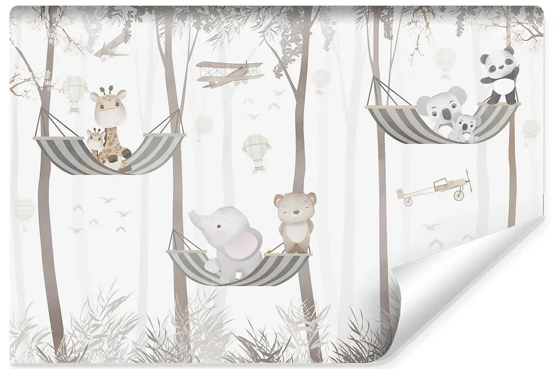 Papier Peint Intissé Photo Pour Chambre Enfants ANIMAUX Avions Ballons Plantes 400cm x 280cm