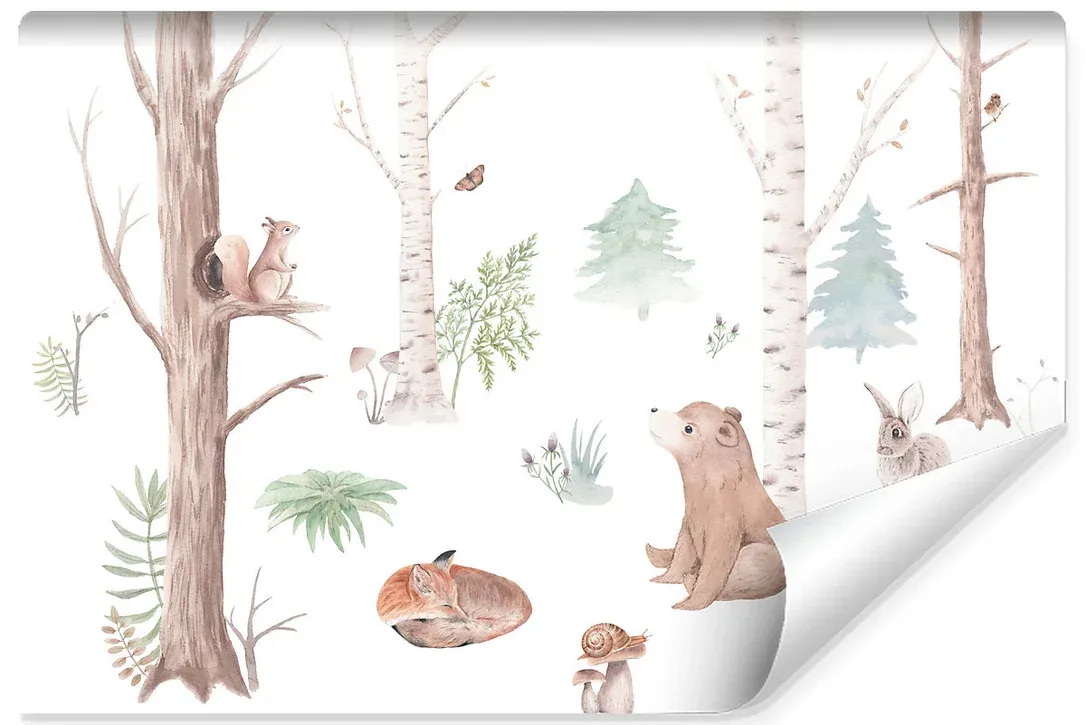 Papier Peint Photo ANIMAUX De La Forêt Arbres Pour Chambre Enfants 180cm x 120cm