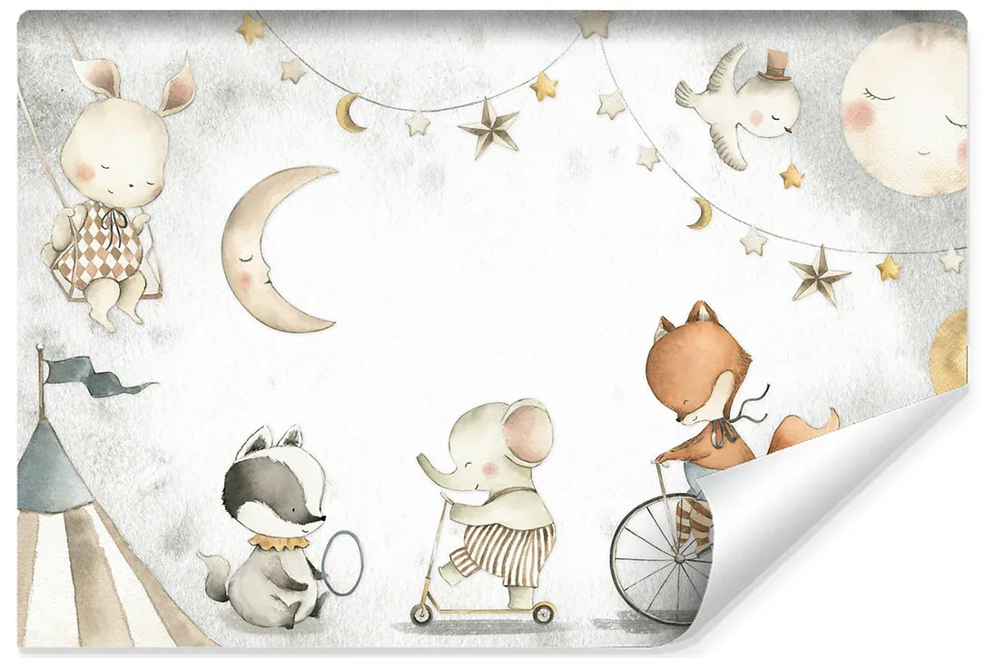 Papier Peint Photo ANIMAUX Lunes Etoiles Pour Chambre Enfants 135cm x 90cm