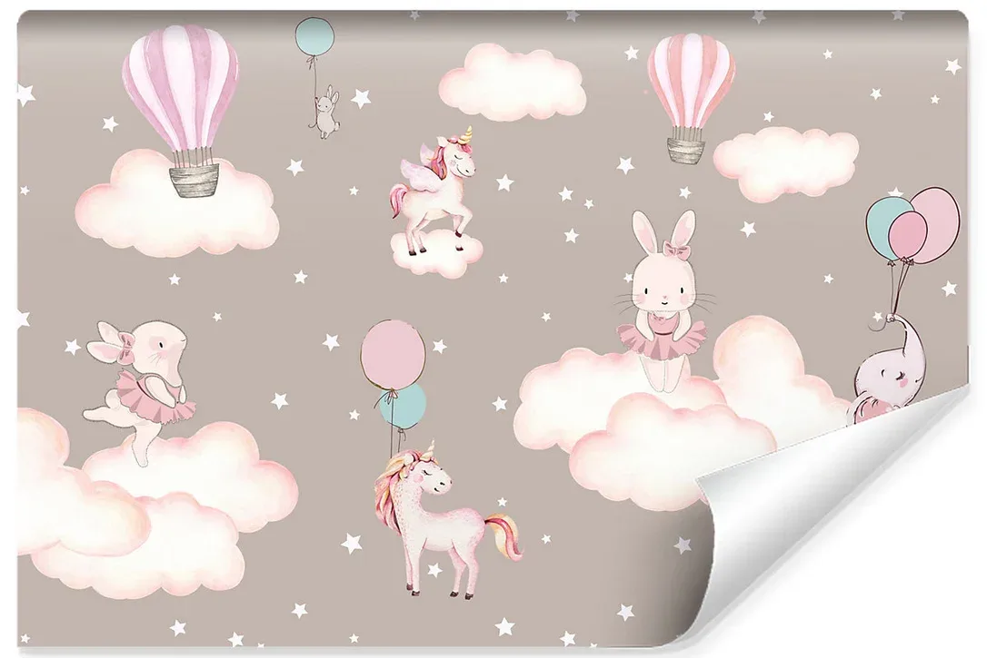 Papier Peint Photo ANIMAUX Nuages Ballons Pour Chambre Enfants 368cm x 254cm