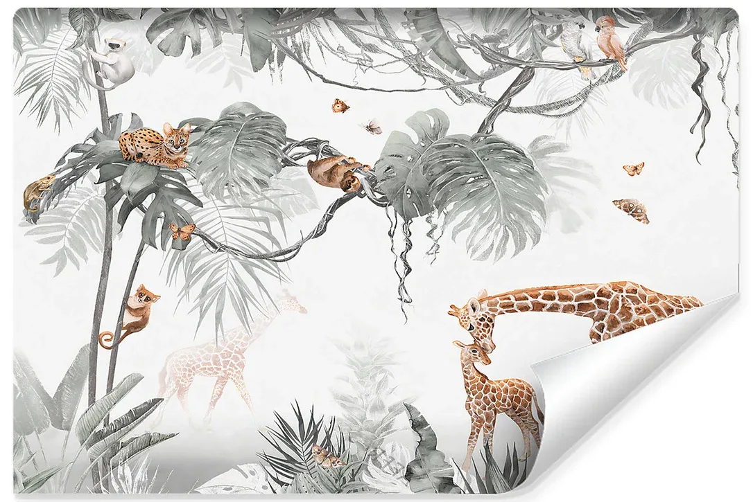 Papier Peint Photo ANIMAUX Sauvages Feuilles Pour Chambre Enfants 460cm x 300cm