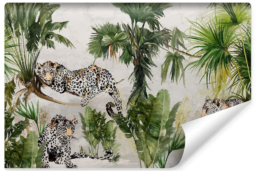 Papier Peint Photo JAGUAR Animaux Plantes Pour Chambre Enfants 135cm x 90cm
