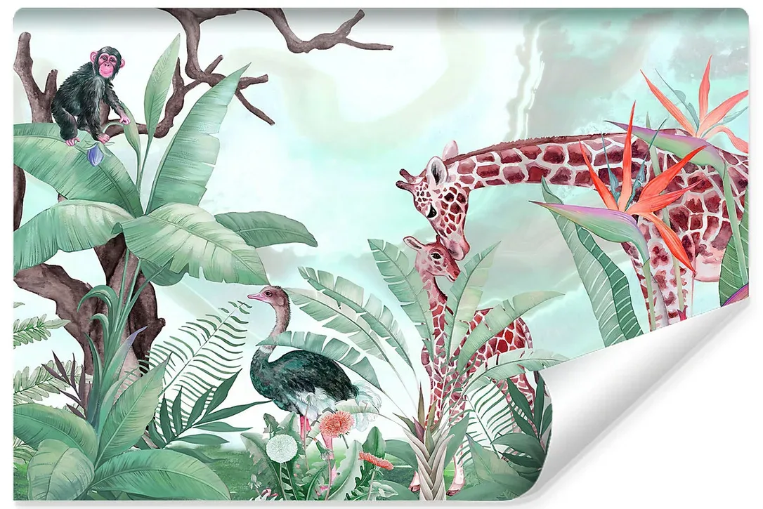 Papier Peint Photo Pour Chambre D’Enfant ANIMAUX Sauvages Plantes 368cm x 254cm