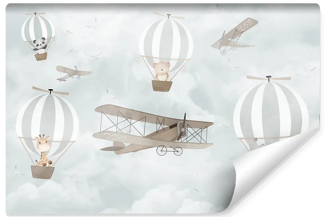 Papier Peint Photo Pour Chambre Enfants BALLONS Avions Animaux 450cm x 300cm