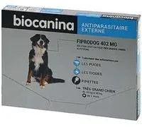 Parapharmacie > Vétérinaire > Produits Anti-parasites Pour Animaux Biocanina Fiprodog 402 mg Très Grand Chien x 3 – Anti-parasites – Pharmacie en ligne LaSante.net – Comparez les prix et achetez sur