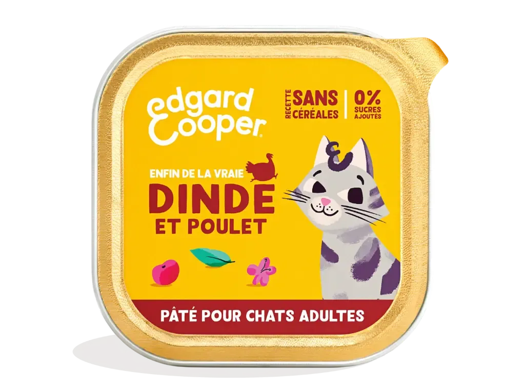 Pâté moelleuse pour chat à la dinde et au poulet (85 g) – Edgard & Cooper J’ai plus de croquettes