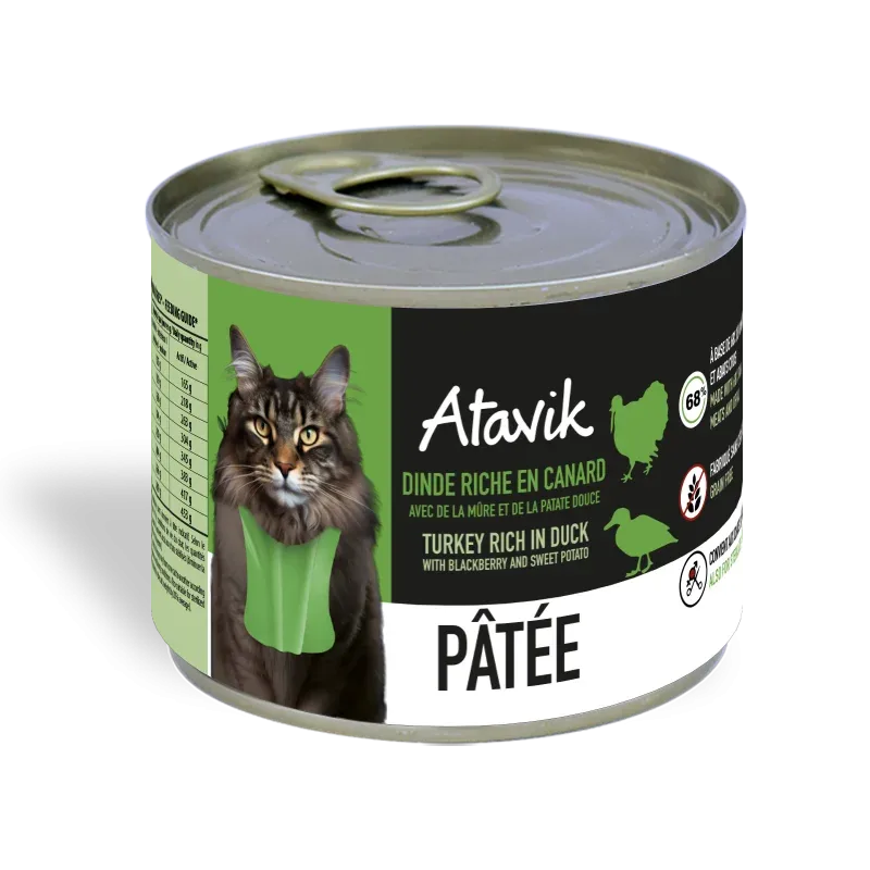 Pâtée pour chat – Dinde riche en canard – Atavik