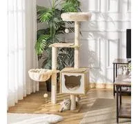 PawHut Arbre à Chat griffoirs grattoirs Multi-équipements Niche hamac Panier Coussins Amovibles Hauteur 126 cm Peluche Courte sisal Naturel Beige – Comparez les prix et achetez sur