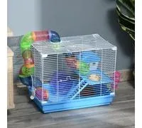 PawHut Cage à hamster rongeur 2 niveaux avec tunnel, biberon eau, roue, maisonnette, échelles dim. 46L x 30l x 37H cm – Comparez les prix et achetez sur