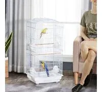 Pawhut Cage à oiseaux volière avec mangeoires perchoirs plateau excrément amovible cage pour canaris perruches perroquets 46,5 x 35,5 x 92 cm blanc – Comparez les prix et achetez sur