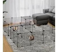 PawHut Cage parc enclos pour animaux domestiques L 106 x l 73 x H 36 cm bords arrondis fil métallique noir – Comparez les prix et achetez sur