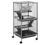 PawHut Cage pour Petits Animaux Portable à 4 Niveaux Cage Chinchilla Cage Furet avec roulettes, 2 Portes, 3 Rampes, Hamac et Plateau Amovible, 52 x 52 x 113,5 cm Gris – Comparez les prix et achetez sur