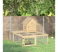 PawHut Clapier cage à lapin villa pour lapin en bois 2 niveaux avec aire de course rampe et portes verouillables 151,5 x 106 x 97 cm Aosom France – Comparez les prix et achetez sur