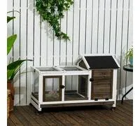 PawHut Enclos pour lapin extérieur Clapier cage à lapins rongeurs sur roulettes 2 portes verrouillables – dim. 108L x 58l x 73,5H cm – bois Aosom France – Comparez les prix et achetez sur