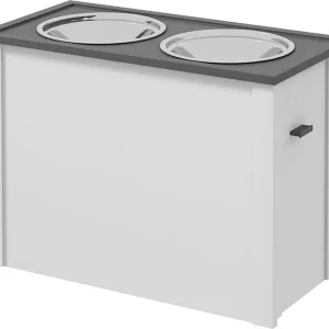 Pawhut Gamelle double surélevée pour chien 60 x 30 x 42 cm blanc (D08-053V00WT) au meilleur prix sur fr