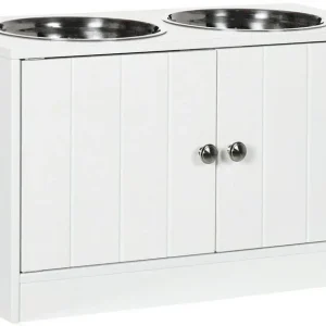 Pawhut Gamelles chiens surélevées 60 x 30 x 35,5 cm blanc (D08-040V00WT) au meilleur prix sur fr