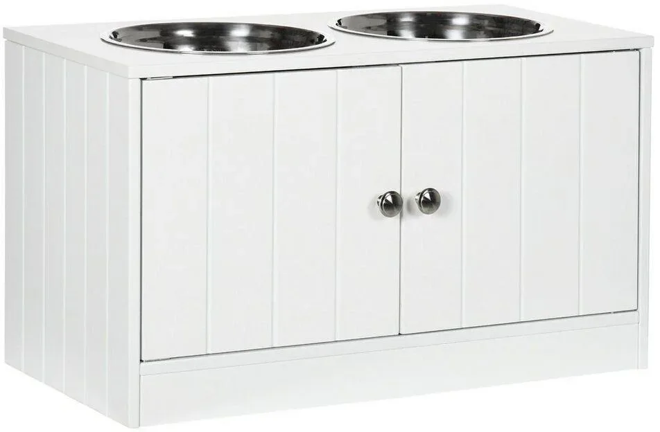 Pawhut Gamelles chiens surélevées 60 x 30 x 35,5 cm blanc (D08-040V00WT) au meilleur prix sur fr