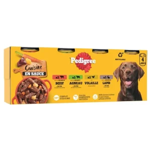 PEDIGREE Boîtes cuisine en sauce à la viande pour chien adulte 4 boîtes 4x400g pas cher