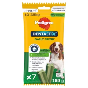 PEDIGREE Dentastix friandises batonnêts hygiène dents pour moyen chien 7 bâtonnets 180g pas cher