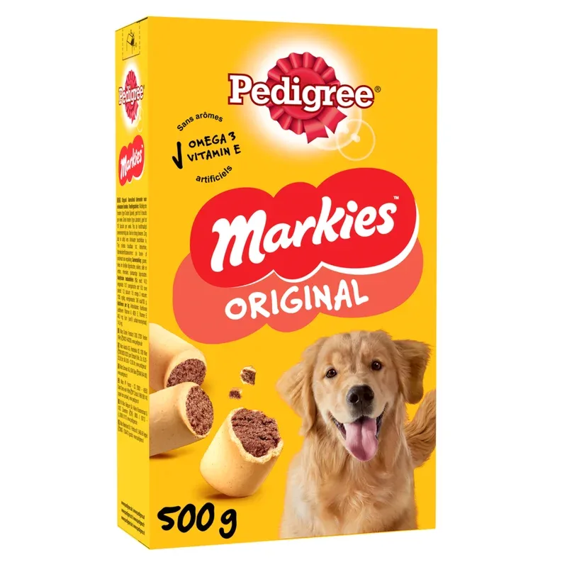 PEDIGREE Markies friandises biscuits fourrés aux viandes pour chien 500g pas cher