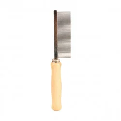 PEIGNE AVEC MANCHE EN BOIS - Fin / 17 cm